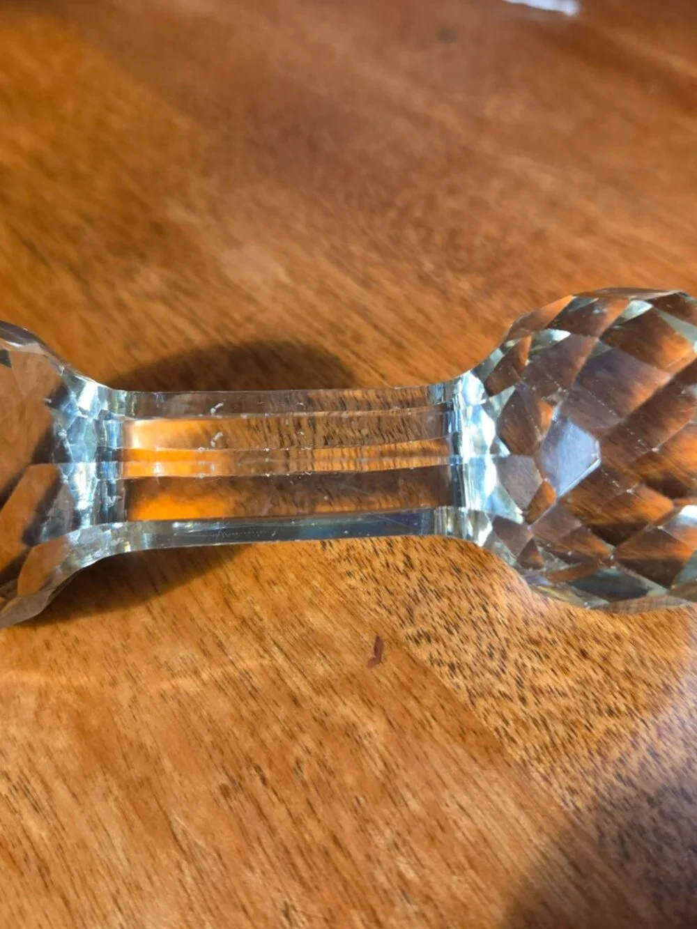 vintage crystal barbell spoon or knife rest